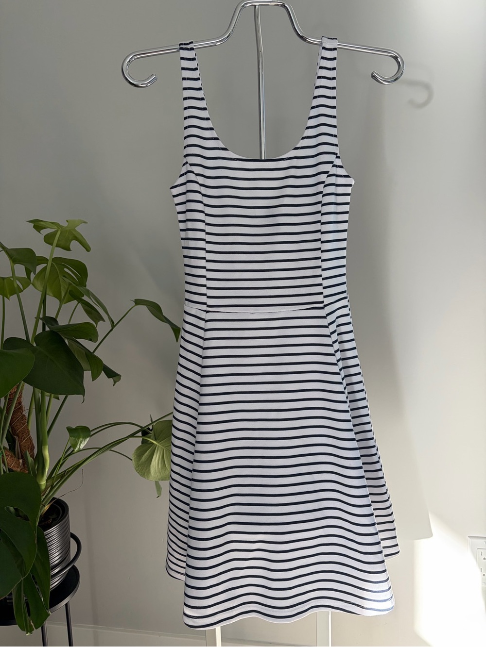 H&M White and Navy Striped Tank Dress